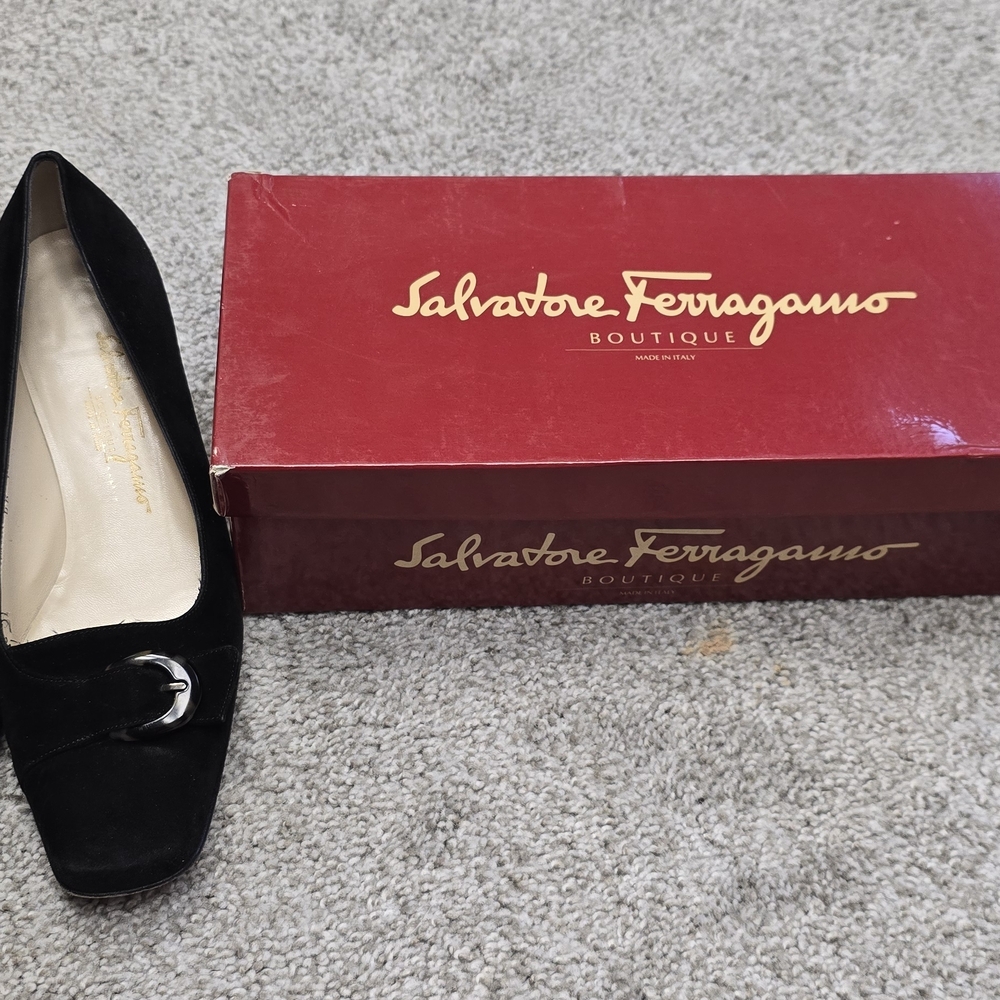 Salvatore Ferragamo Black Leather Loafers Flats